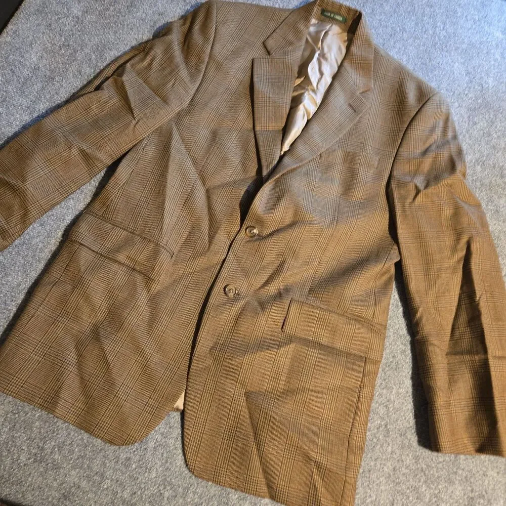 Lauren Ralph Lauren Wool Blazer Jacket Men's 42L Brown 2 button Made Canada